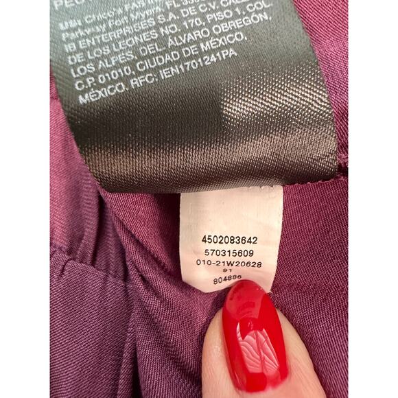 WHBM Purple Sleeveless Ruffle Neck Peplum Top Smocked Waist L EUC - Picture 6 of 7